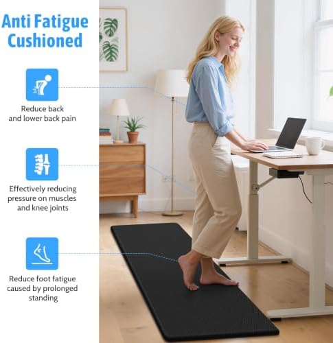 StepLively Kitchen Mat for Floor 2 PCS, Anti Fatigue Rugs, Black