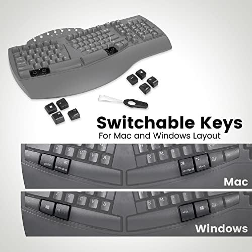Perixx Periboard-612B Wireless Ergonomic Split Keyboard with Dual Mode 2.4G and Bluetooth Feature, Compatible with Windows 11 and Mac OS X System, Black, US English Layout