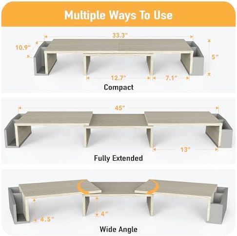 Simple Houseware Desk Dual Monitor Stand Riser with Drawer, Maple