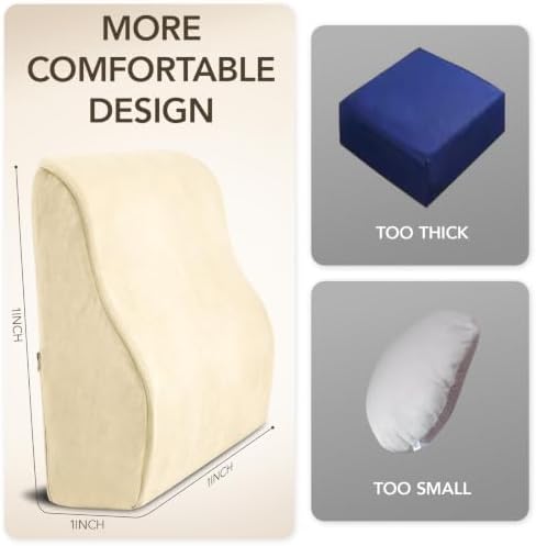 Lumbar Support Pillow for Recliner,Large Memory Foam Back Support Cushion for Sofa & Gaming Chair, Ergonomic Backrest Pillow for Elderly, Comfortable Couch Cushion with Machine Washable Cover,Beige