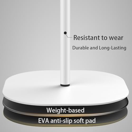 Small Laptop Standing Desk, 18“H - 46”H Adjustable Height Pedestal Side Table with Wooden Top, Portable Tall End Table, Stand-Up Desk for Bedside, Couch, Sofa, Living Room, Bedroom, Home Office, White