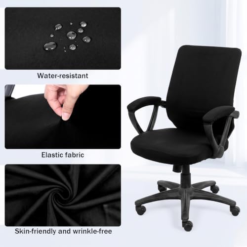 4 Pcs Office Chair Covers Set, Universal Stretchable Protective,Black