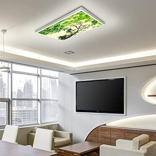 Fluorescent Light Cover Decorative Ceiling Light Filters,Branch Leaves Pattern,for Classroom Office Hospitals Home Ceiling Decorative,2ft x 4ft,Green