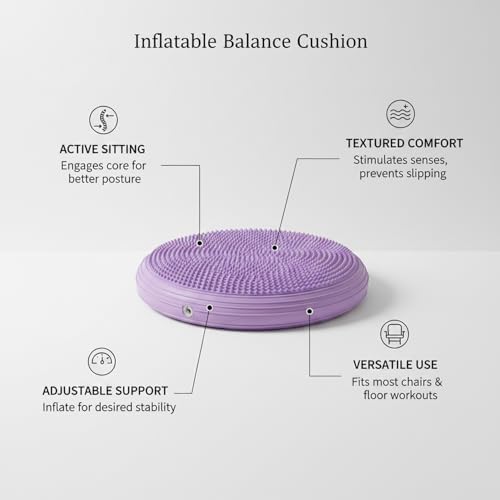 Inflatable Balance Disc Cushion, 13.4 Inch PVC Wobble Seat for Stability Training, Portable Exercise Pad for Home Office Chair or Fitness Workouts
