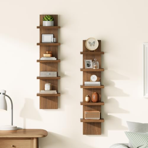 HOOBRO 5 Tier Wall Shelf Unit for Storage, 2 Pack Floating Shelves for Wall