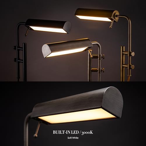 O'Bright Aurora LED Pharmacy Desk Lamp - Swing Arm, Industrial Design for Reading, Crafting, Work,10W LED, Adjustable Height 18.5-24.5 inches - Ideal for Living Room, Bedside, Office - Black