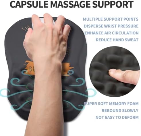 Ergonomic Raised Mouse Pad Wrist Support with Bilateral Slope Memory Foam Mousepad for Wrist Rest and Carpal Tunnel Pain Relief 11.8x7.9〃Horror Skeleton