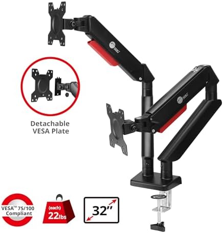 SIIG Dual Monitor Arm, 13"-32", 22 lbs, VESA 75/100, CE-MT3Y11-S1