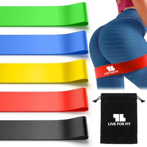 Exercise Resistance Loop Bands with Instruction Guide and Carry Bag, Set of 5