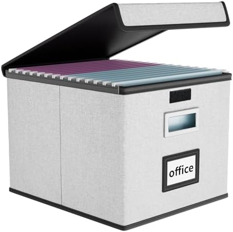 File Organizer Box with Lids, Collapsible File Folder Organizer