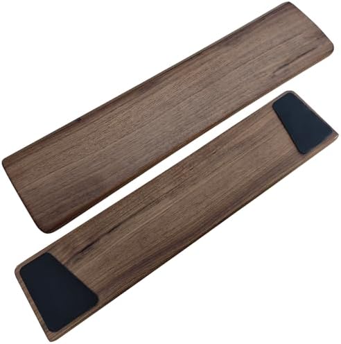 Walnut Wooden Wrist Rest for 75% 80% TKL Keyboard, 14.2-Inch Ergonomic Solid Wood Hand Rest with Non-Slip Base, Stain Resistant Palm Support for Typing & Gaming (14.2“ L)