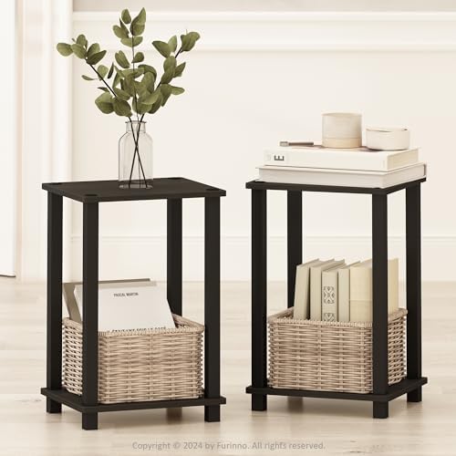 Furinno Simplistic Set of 2 Toolless 2-Tier Night Stand, Espresso