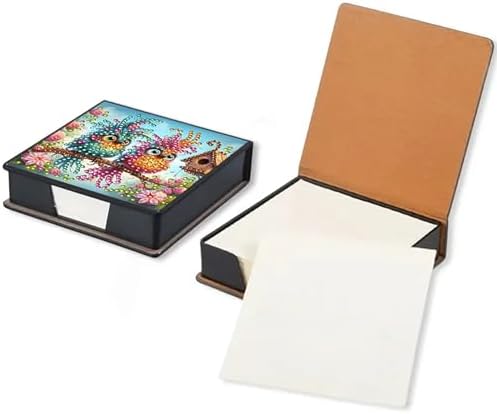 Bird Diamond Painting Note Box Memo Pad Holder, Diamond Art Sticky Notes Organizer for Desk, Aesthetic Stationery Storage Case for Office,School Supplies (Bird)