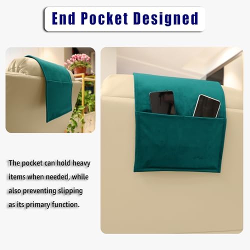 Velvet Recliner Headrest Pillow, Non-Slip Neck Support, Teal
