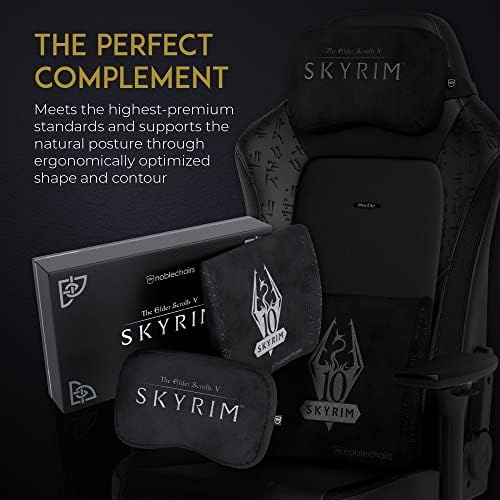 noblechairs Memory Foam Lumbar-Support Pillow, Office and Gaming-Chair Cushion Set - Skyrim Edition