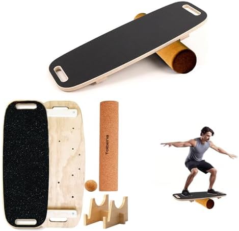 Balance Board trainer for Adults Kids，Hockey snowboard wobble board，450Lbs remarkable core trainer made of wood/Less Plastic