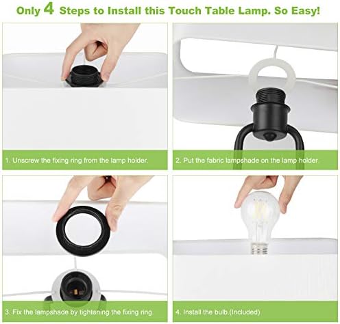 Bedside Touch Control Table Lamp, 3 Way Dimmable Modern Nightstand Lamp