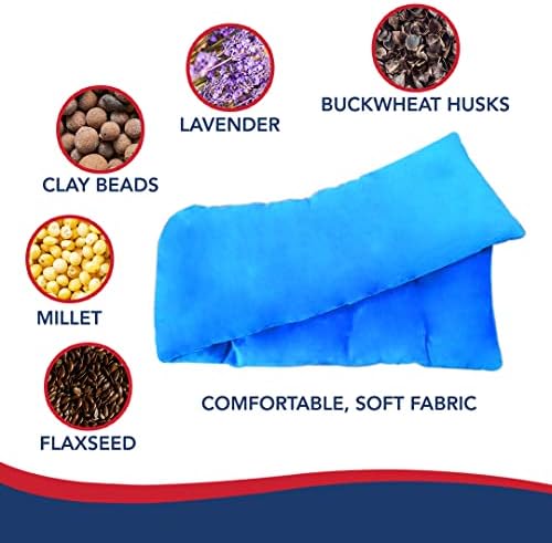 Doctor Developed Heated Neck Wrap - Weighted Heating Pad with Natural Flax Seeds - Cordless Microwavable Heating Pad for Neck & Shoulders - Soft Plush Relief (Blue)