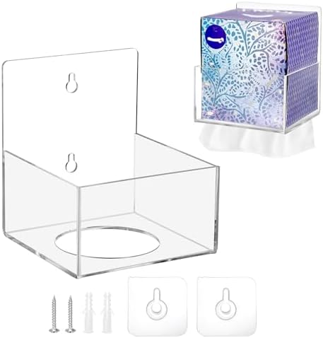 Acrylic Tissue Box Holder Wall Mounted, Clear Square Tissue Cover