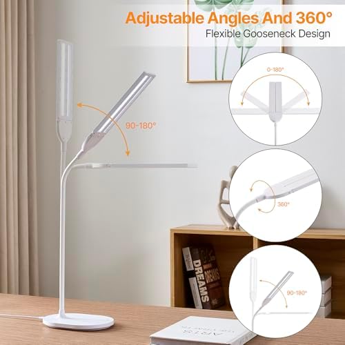 LED Desk Lamp for Home Office, Ultra Wide Double Head Desk Lamp with 67 Inch Coverage, 2400 Lux Bright Task Lighting, 5 Color Modes, Adjustable Brightness, Reading Lamp for Work and Study