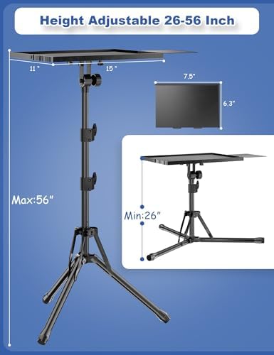 GSOW Projector Stand, Adjustable 26-56" Laptop Tripod with Carry Bag