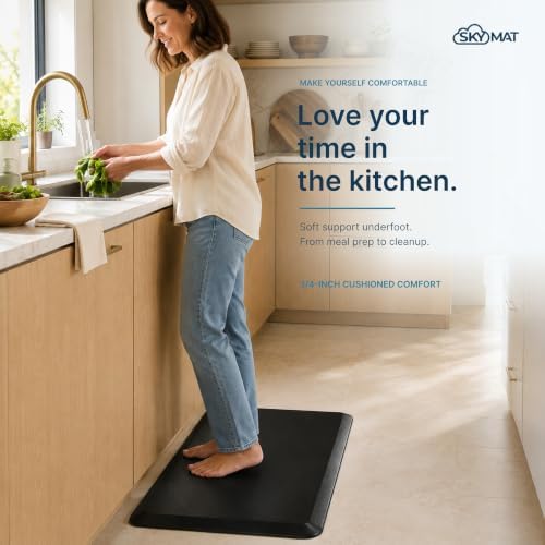 Sky Solutions Anti Fatigue Kitchen Mats for Floor (20inx39in,Black)