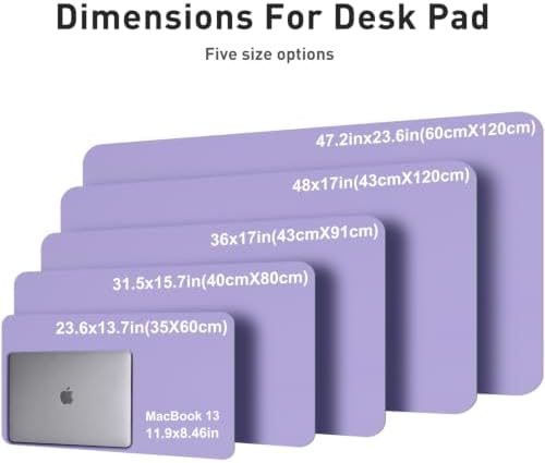 Aothia Faux Leather Desk Mat (Light Purple, 36" x 17")