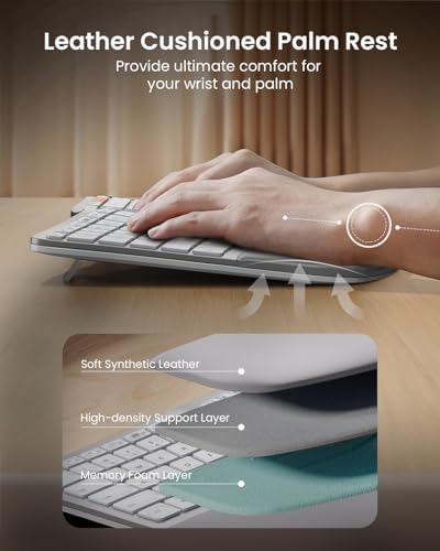 ProtoArc EK01 Plus Backlit Bluetooth Ergonomic Keyboard, White Silver