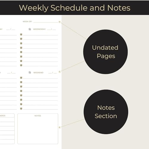 BLU MONACO | Undated Weekly Planner Notepad | Gold Edge Desk Pad 8.5 x 11 with Tear Off Sheets | Weekly Planner with To Do List for Work Desk Organization