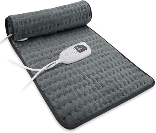 Heating Pad Electric Heat Pad, Hot Heated Pad,Multiple Temp and Timer Settings,Suitable for Shoulders, Neck, arms, Abdomen, Back, Legs, etc. (Gray Green, 24"X12")