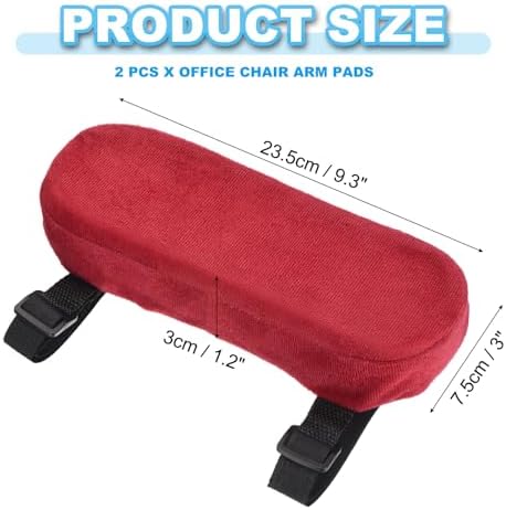 PATIKIL Office Chair Arm Pads, 2 pcs Office Chair Arm Cover Soft Office Chair Armrest Pads Memory Foam Cotton Removable Washable for Desk Computer Gaming, Red