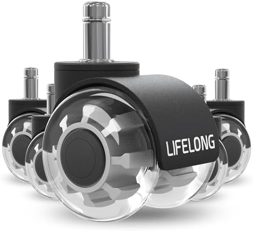 Lifelong 2Inch Office Chair Wheels Replacement, Heavy Duty, 5-Pack Fits 98%