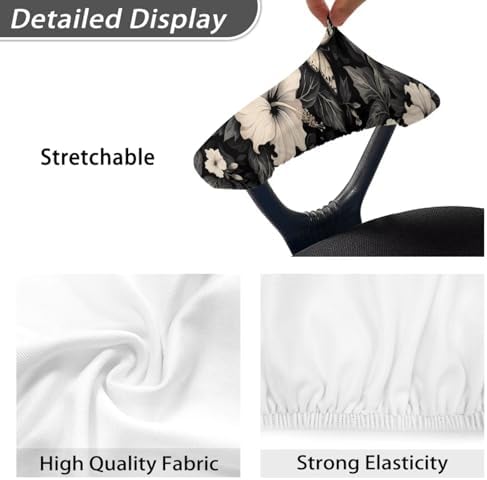 Hibiscus Butterfly Print Office Chair Arm Covers Protectors 2Pcs Comfortable Non Slip Computer Chair Armrest Covers with Elastic Edge for Home Decor