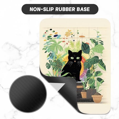 Small Mouse Pad, Mini Mouse Pad 6 x 8 Inch, Thick Rubber Waterproof Mouse Mat, Cute Mousepad for Women Men Wireless Mouse Laptops Home Office, Cat on Flowerpot