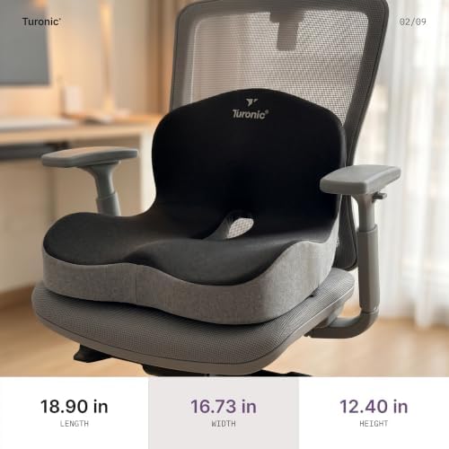 Turonic SC1 Ergonomic Memory Foam Seat Cushion – Non-Slip Office Chair Pad