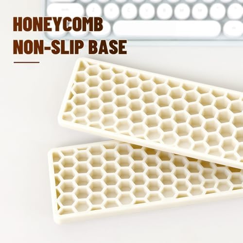17 Inch Silicone Keyboard Wrist Rest, 0.59 Inch Thick Ergonomic Wrist Support for Full Size Mechanical & Membrane Keyboards, Honeycomb Non-Slip Pad for Office Gaming (White)