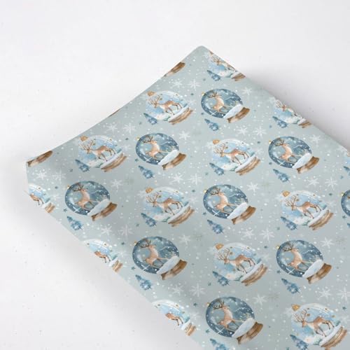 Christmas Reindeer Snowflakes Trees Winter Holiday Pattern Baby Changing Pad Cover, Unisex Christmas Nursery Diaper Changing Table Pad Mat Sheet for Boys Girls-16x32