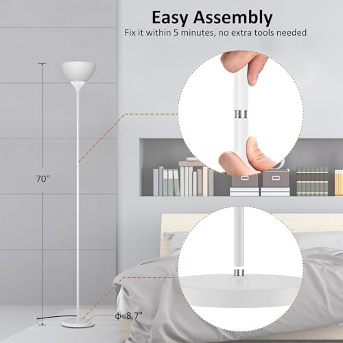 PESRAE Floor Lamp, Remote Control, Stepless Brightness & Color Temperature