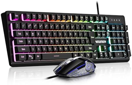 Newmen GM104 Wired Gaming Keyboard and Mouse Combo,Mechanical Feel Keyboard