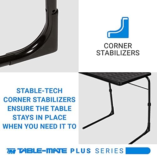 Table-Mate TV Tray Table | Portable Desk Folding Dinner Tray, Couch Table Trays for Eating Snack Food, Portable Laptop Desk, Bed Trays for Eating | Adjustable TV Trays with 3 Angles and Cup Holder