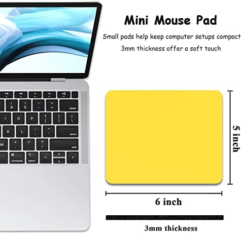 Dapesuom Small Mouse Pad, 5 x 6 Inch Thick Rubber Premium-Textured Non-Slip Portable & Washable Mini Mouse Mat for Women Men Wireless Laptops Keyboard Tray Gaming Work Computer Office Travel, Yellow