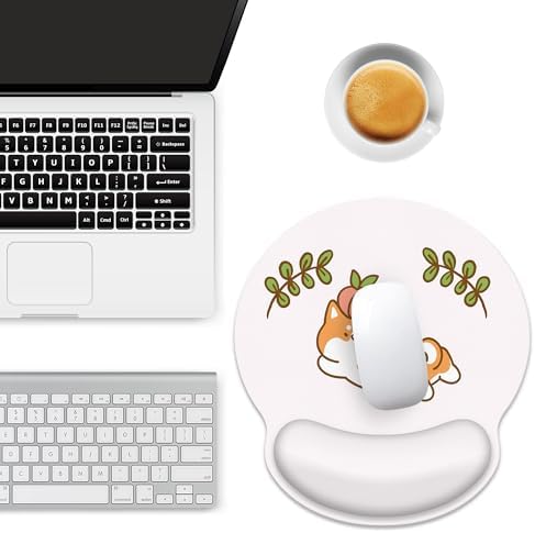 Cute Pink Corgi Ergonomic Mouse Pad with Wrist Rest for Desk Work Office