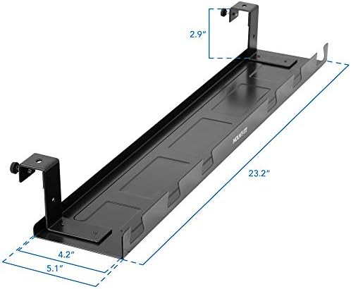 Mount-It! Premium Under Desk Cable Management Tray – 23" Heavy-Duty Steel Cable Tray & Cord Basket for Standing Desk & Home Office, Secure Crossbar or Screw Mount Wire Organizer (Black)