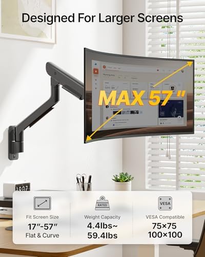 monTEK Monitor Wall Mount for 17-57" Ultrawide, 59.4 lbs, Black