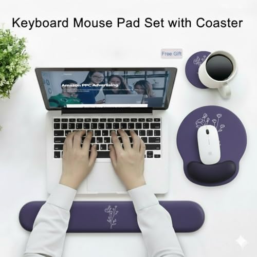 Mouse Pad with Keyboard Wrist Rest,Ergonomic Mousepad Support Set