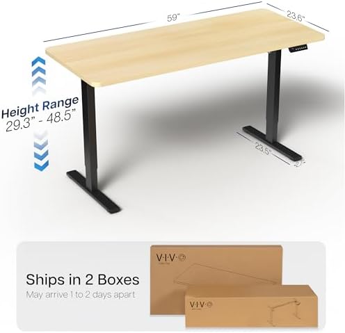 VIVO Light Wood 60 x 24 in Standing Desk, DESK-KIT-1B6C