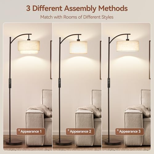 SUNMORY Arc Floor Lamps for Living Room with 12W Remote and Dimmable Bulb
