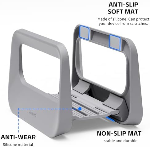 Vertical Laptop Stand for Desk,Plastics Laptop Holder Dock with Silicone Protection,Compatible with All MacBook/Surface/Samsung/HP/Dell/Chrome Book (Gray)