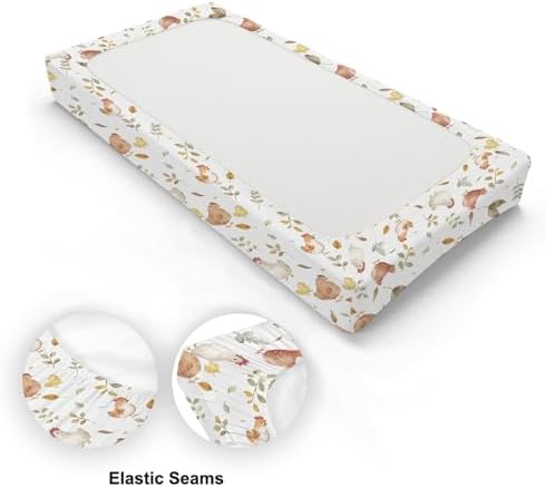 Watercolor Cute Farm Animals Chicken Baby Changing Pad Cover, Unisex Chicken Nursery Diaper Changing Table Pad Mat Sheet for Boys Girls-16x32