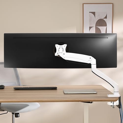 AVLT Single Monitor Arm Desk Mount for 17-49" Screens, Heavy Duty - White